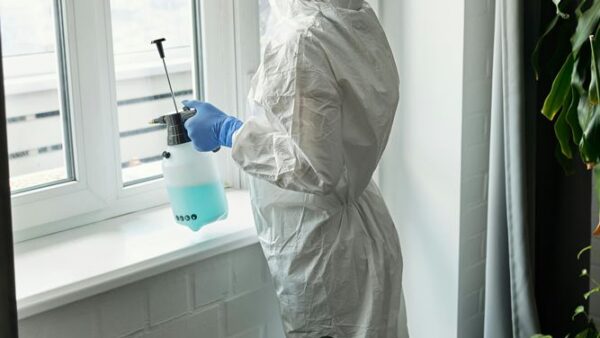 Home pest control professionals checking for insects, rodents, and nesting areas